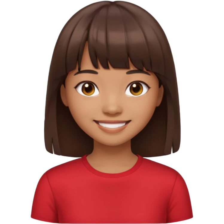 Brown-skinned Asian girl with straight brown hair and bangs  emoji