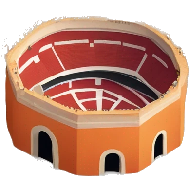plaza de toros redonda vista desde arriba con el suelo naranja emoji