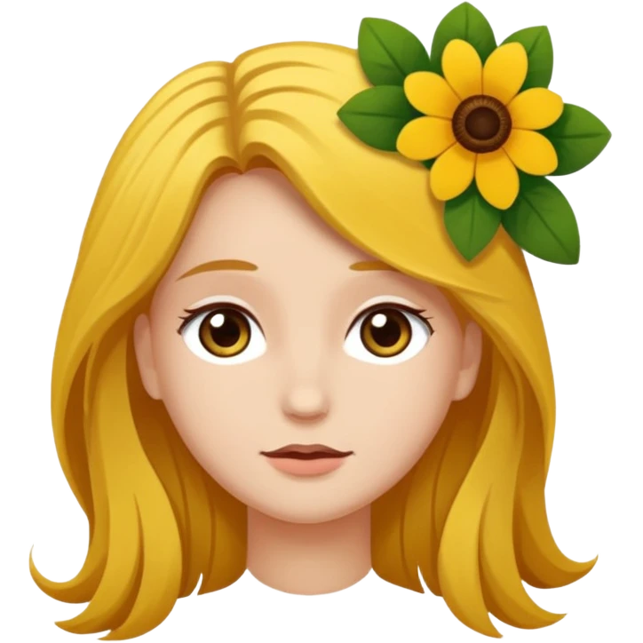 Ein braunhaariges Mädchen (glatte Haare ) mit einen Blume hinter dem ohr lange haare zur Seite kuckend  emoji