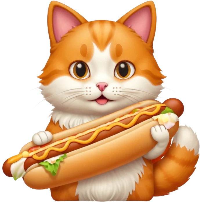 A cat holding a hot dog  emoji