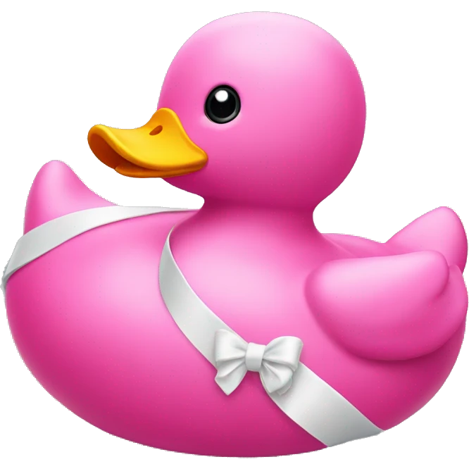 pink rubber duck with a white bow emoji