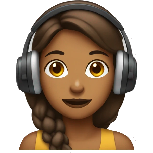 Brown woman nodding her head yes with headphones emoji