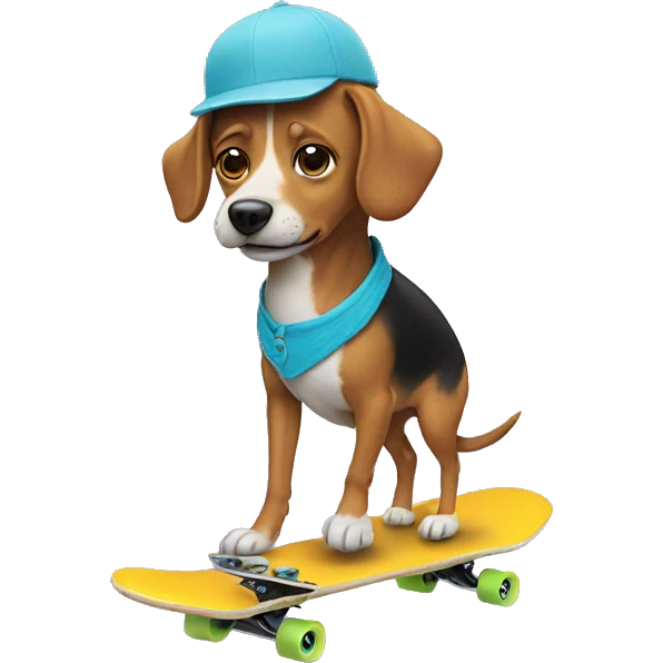 dog riding skateboard wearing a toupee  emoji