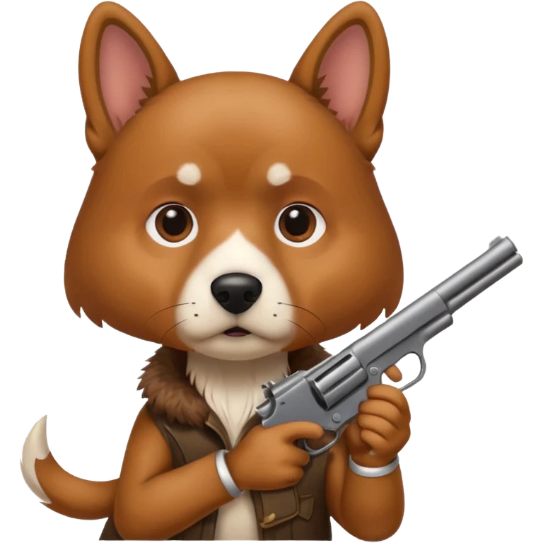 A dog with gun emoji