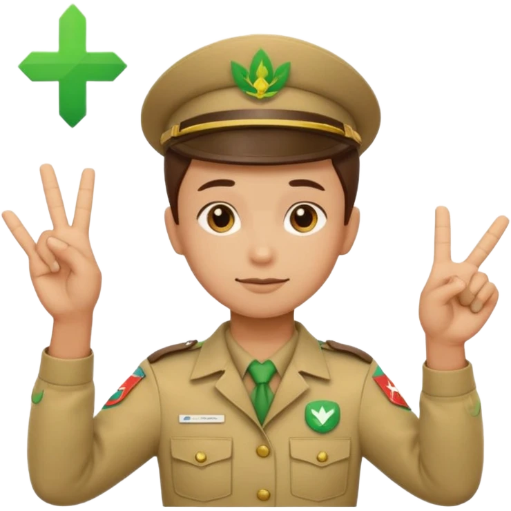 “Emoji-style person in a scout uniform making a balancing gesture with both hands. One hand holds a red cross (not allowed), the other a green checkmark (allowed). Thoughtful expression, simple clean emoji design, centered, transparent background.” emoji