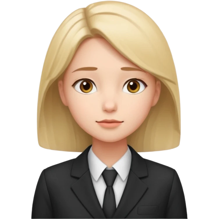 сделай молодую девушку в деловом костюме которая задумалась над чем-то и смотрит вверх emoji