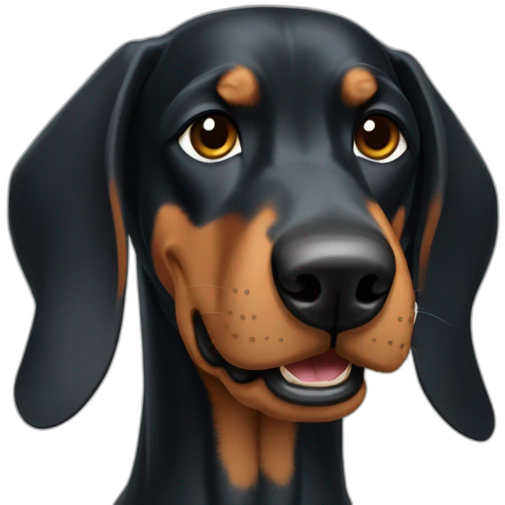 doberman with blant emoji