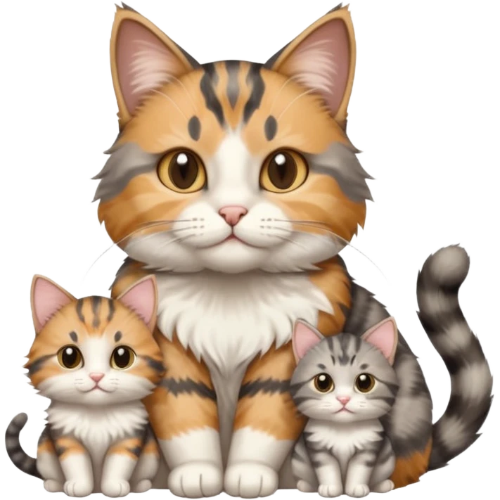 mama cat and daddy cat with 2 matching kittens emoji