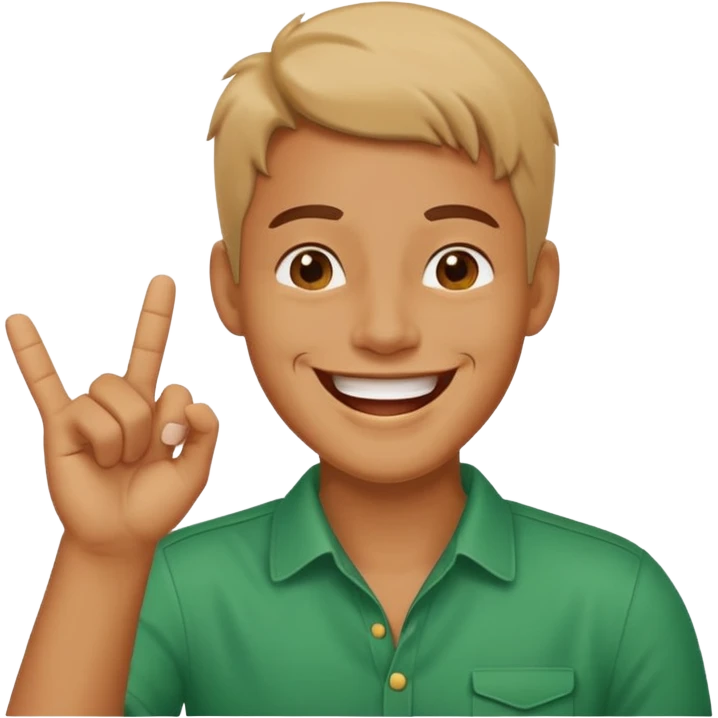 Emoji qui rigole en faisant le signe de jul emoji