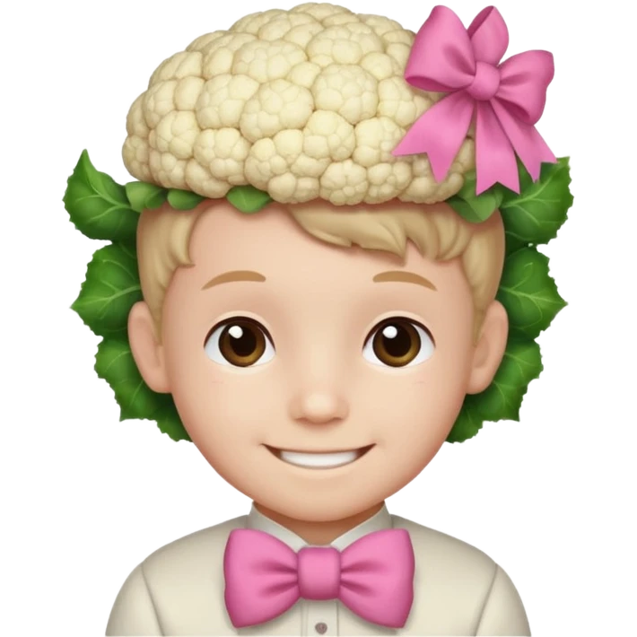 Cauliflower boy with a pink bow  emoji