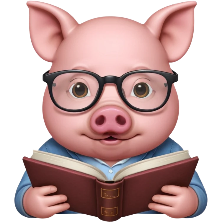 pig reading book emoji