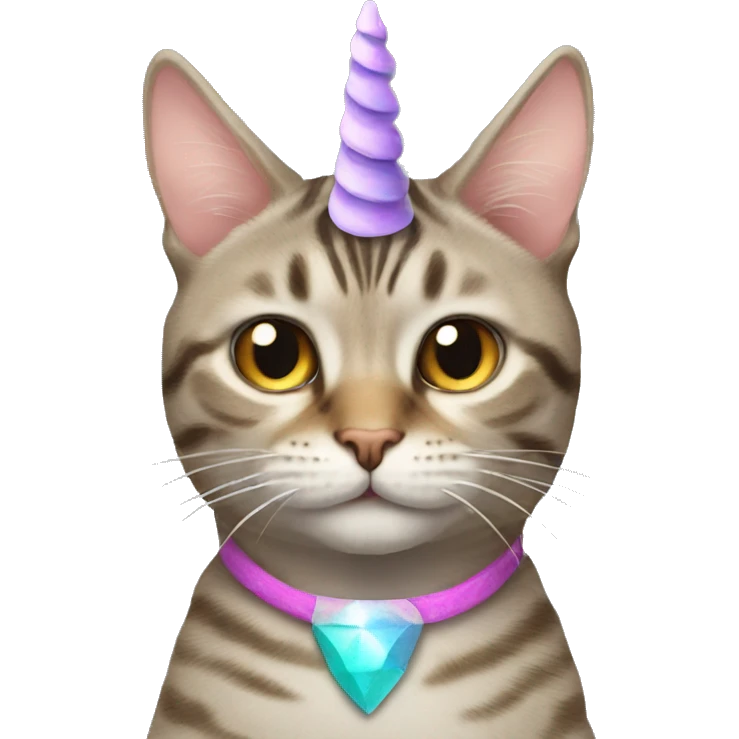 tabby cat with unicorn horn emoji