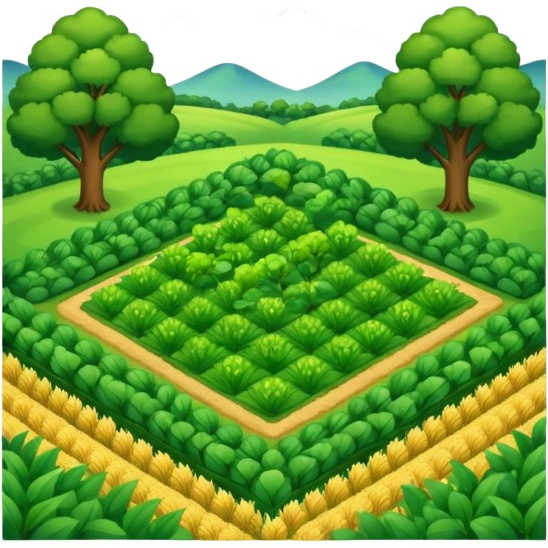 crop field surrounded by trees emoji