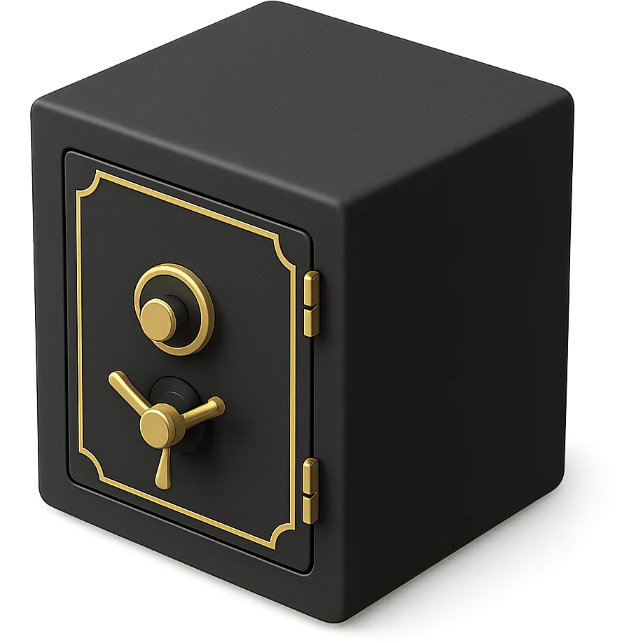 a safe in 3D black style emoji