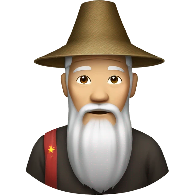 Old Chinese man with traditional Chinese hat with a beard emoji