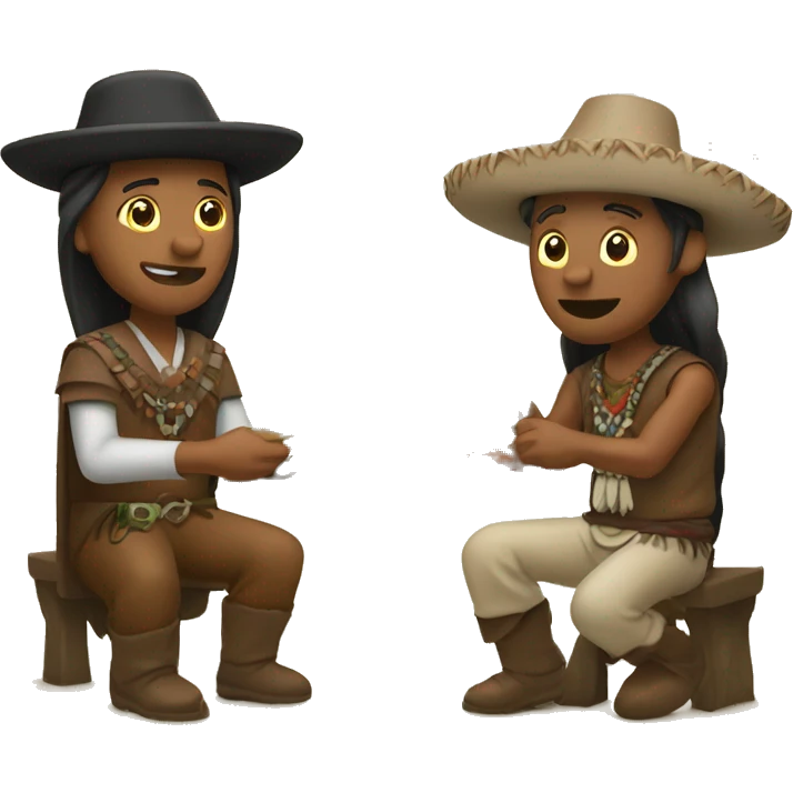 Pilgrims and American Indians eating pot roast  emoji