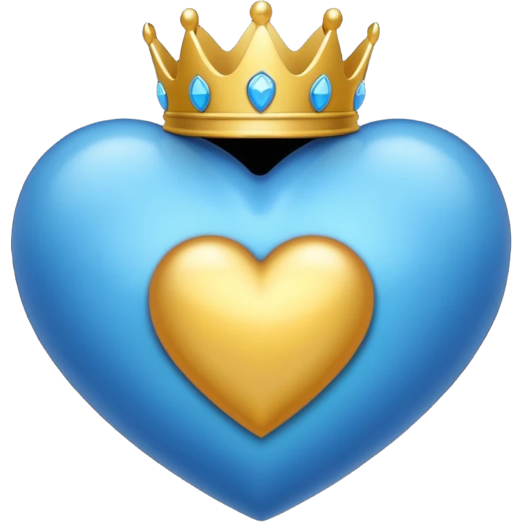 Un emoji de corazón azul con alas y una corona emoji