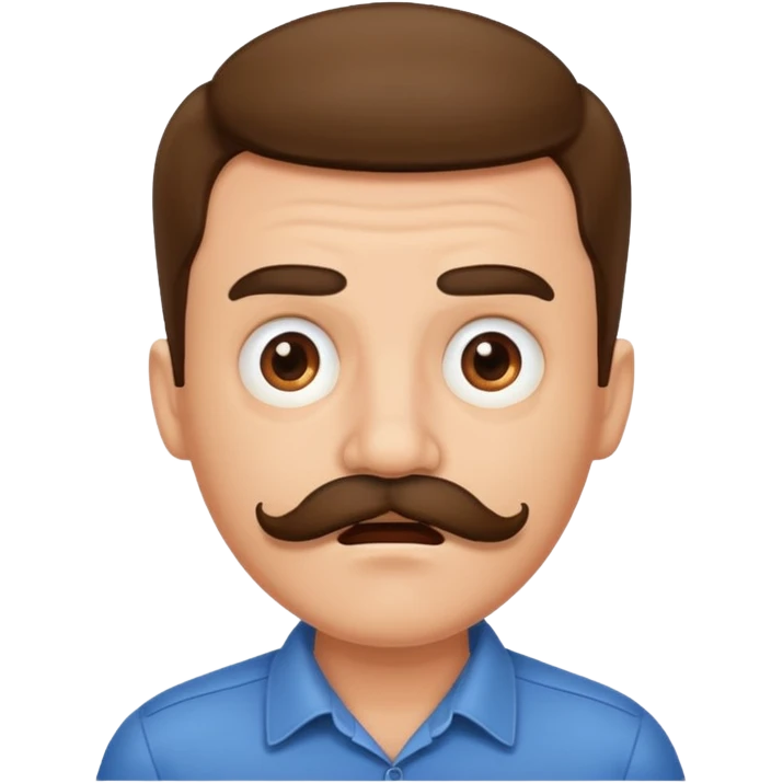 Scared guy with mustache emoji