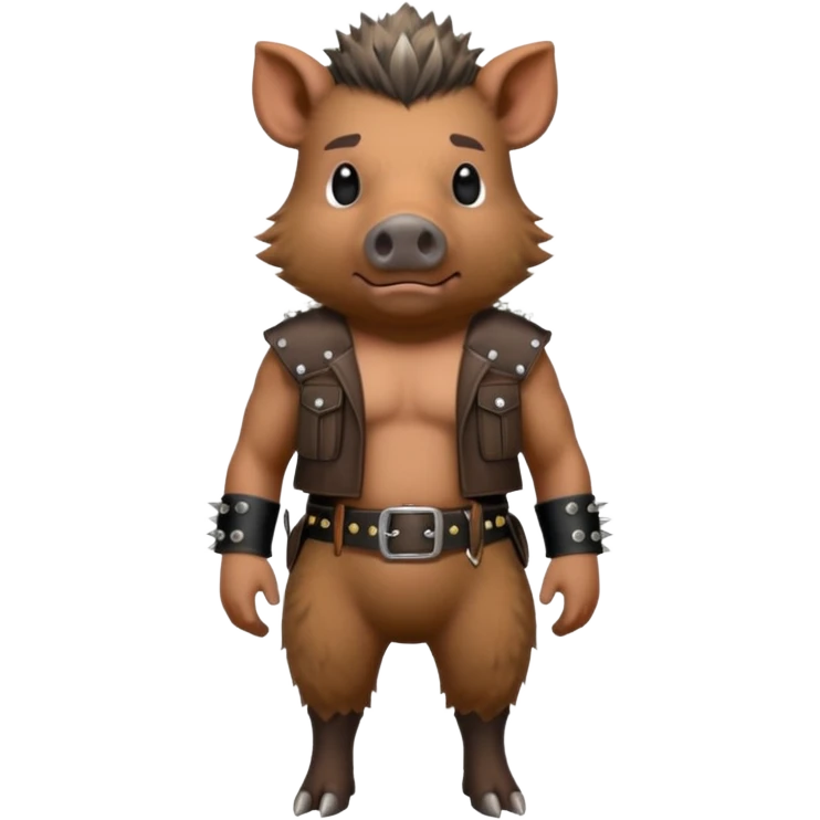 wild boar, punk hair, full body, standing, belt emoji