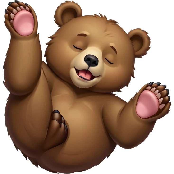 Dramatically dead Bear, laying on back, eyes closed and tongue out, limbs sticking straight up in the air emoji