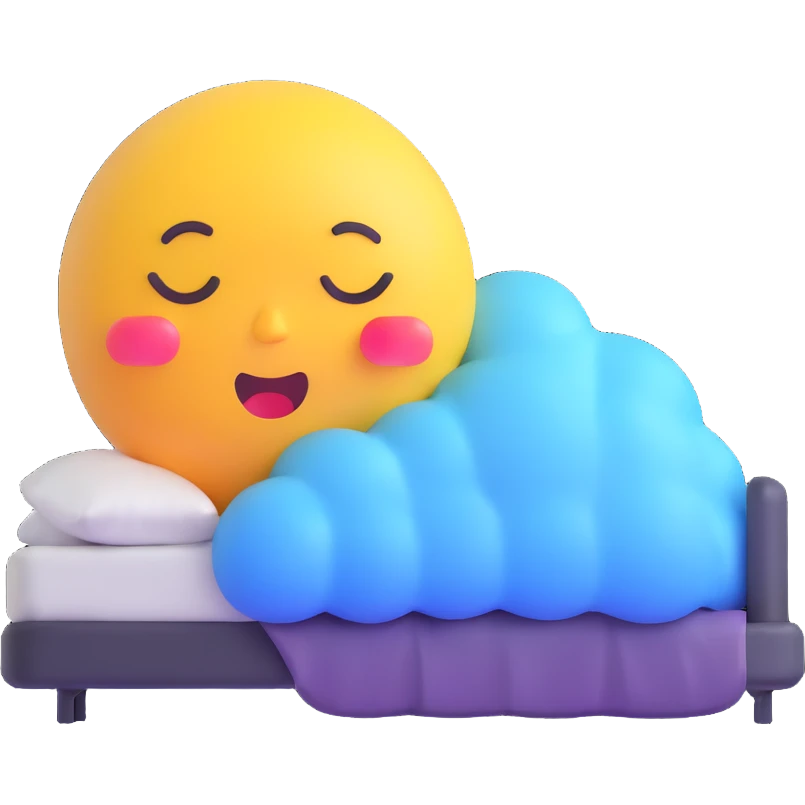 cartoon sticker of a sleepy emoji with a sleep bubble, colorful and cheerful style, no text, suitable for WhatsApp and Instagram, transparent background emoji