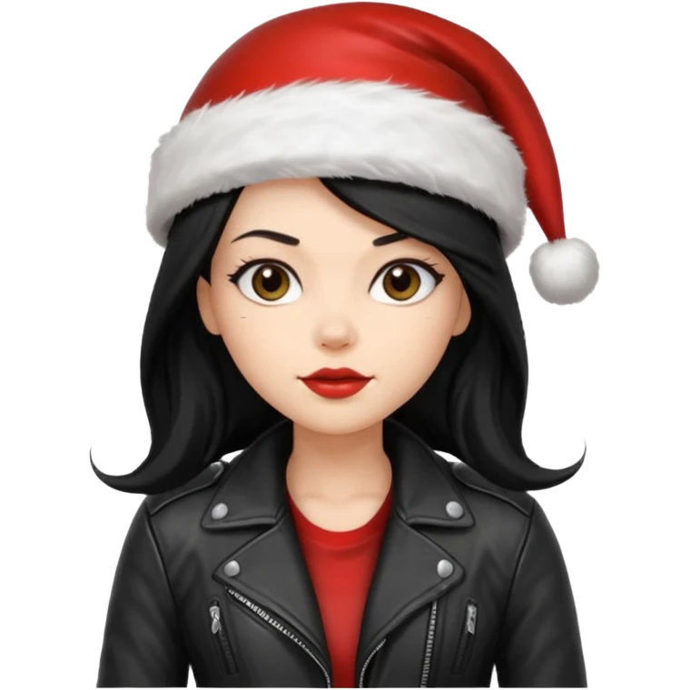 biker girl black long hair moto christmas h2R emoji