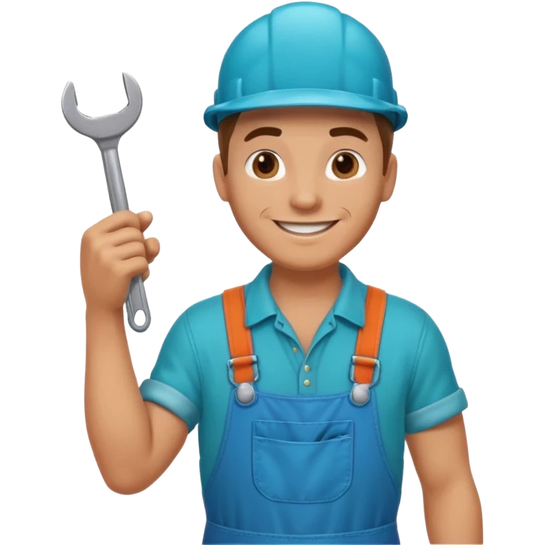 plumber with turquoise overalls, simple and clear emoji