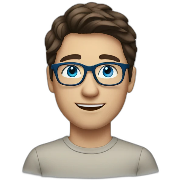 Brunette white boy with blue eyes with glasses emoji