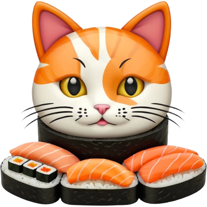 A cute cat made of sushi  emoji