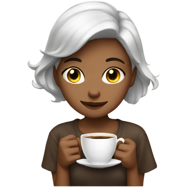 Cute girl with cat and coffee  emoji