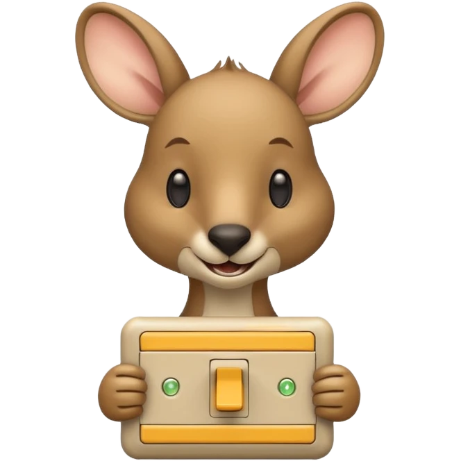 Kangaroo with a light switch for a face emoji