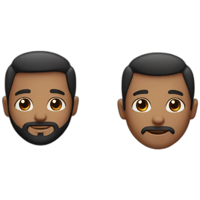 Gay couple with beard. one brown and blue eyes and the othe one black hair and brown eyes. emoji