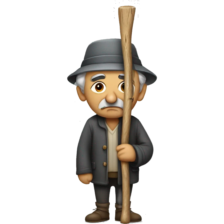 Sad old Turkish man with a stick emoji