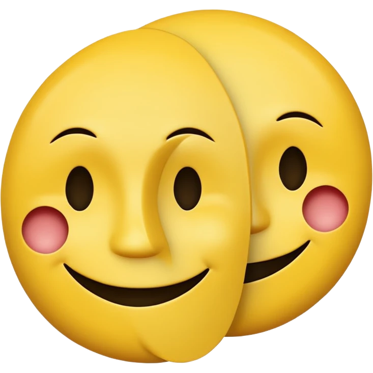 Smiley face holding sad face like a mask emoji