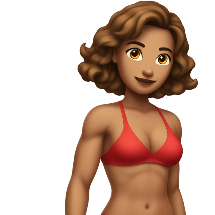 attractive pose soft-fit woman red bikini (beach body) realism emoji