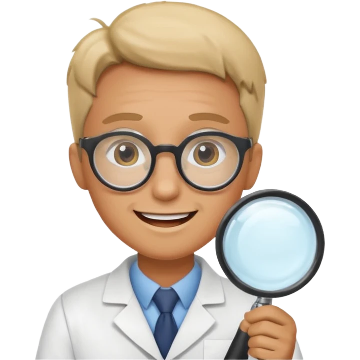 curious energized scientist lookin at something with a magnifier glass
more dinamic emoji  emoji