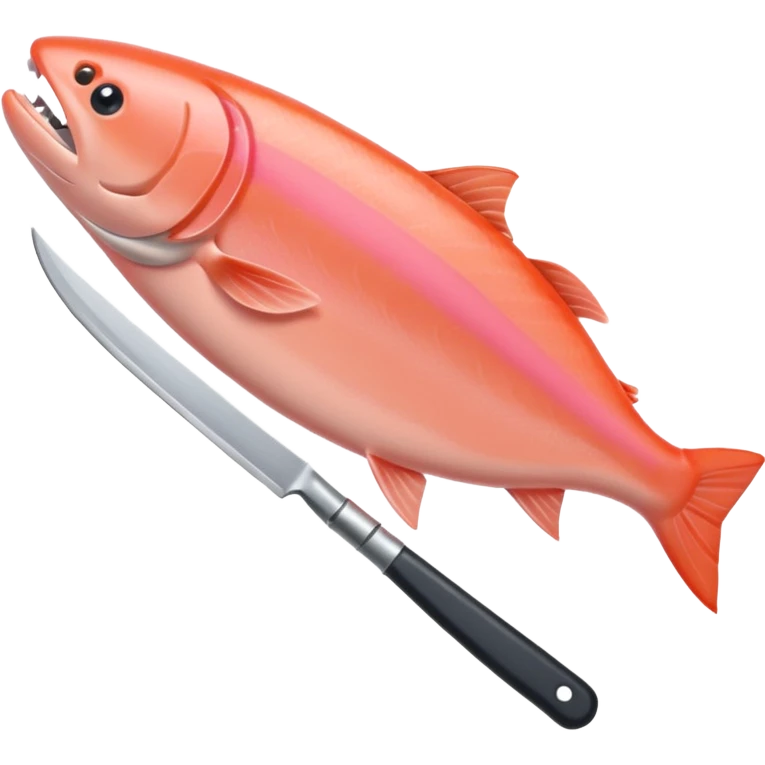 Salmon holding a knife emoji