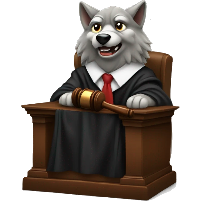 wolf  judge with gavel in court emoji