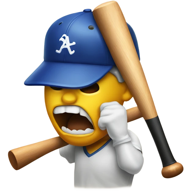 Crazy emoji hitting itself with a baseball bat emoji
