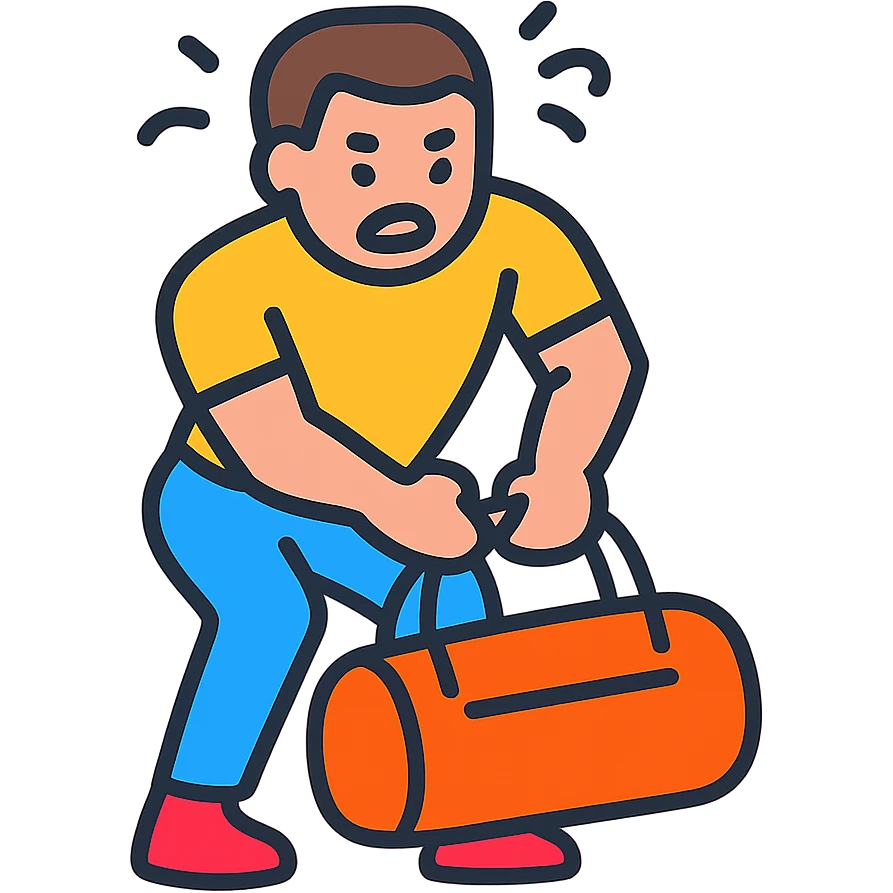a sportsman is struggling to lift a gymbag emoji