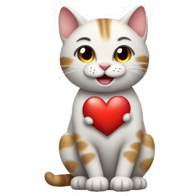 smiley cat holding a heart emoji