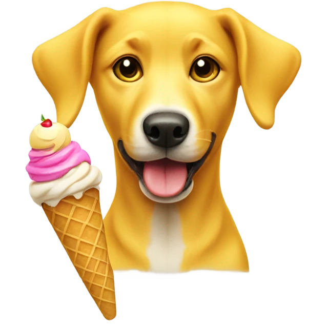 bright yellow dog with an ice cream  emoji