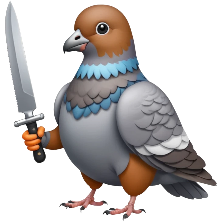 Pigeon holding a knife emoji