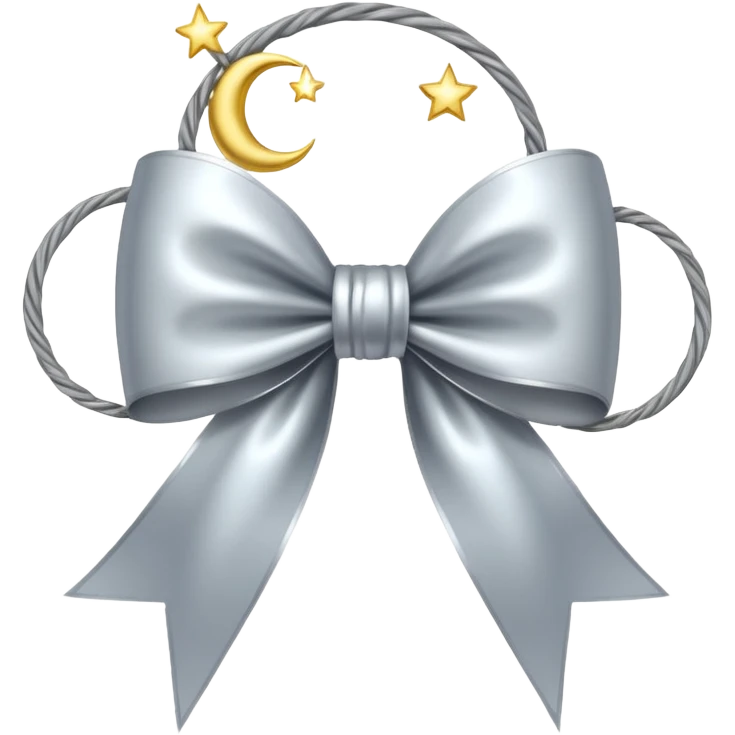 Elegant silver bow with glowing string, crescent-moon motifs. emoji