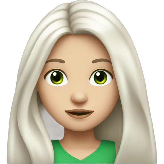 white long haired brunette girl with green eyes emoji