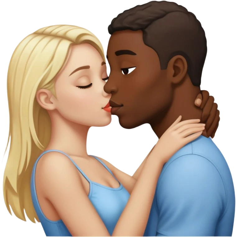 Make a black skin man kissing with blonde girl white skin  emoji