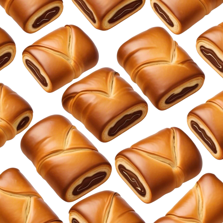 Cinematic warm pain au chocolat, flaky golden-brown pastry with a rich chocolate filling peeking through, perfectly crisp exterior, soft glowing highlights, inviting and indulgent. emoji