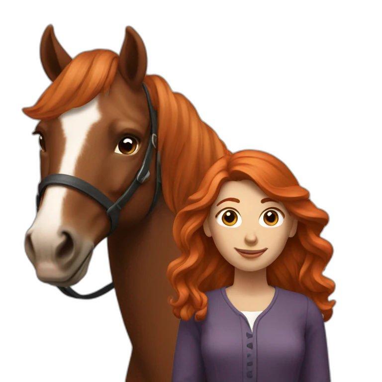 red-haired woman with a horse next to her emoji