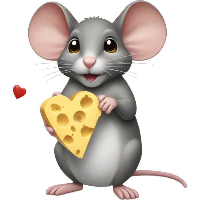 Mouse Holding  a cheese heart emoji