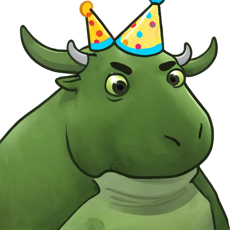 bull wearing a birthday hat emoji